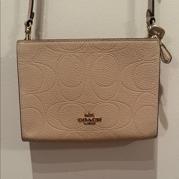 Coach Beige Pebbled Leather Crossbody with Signature Embossing - Picture 2 of 5